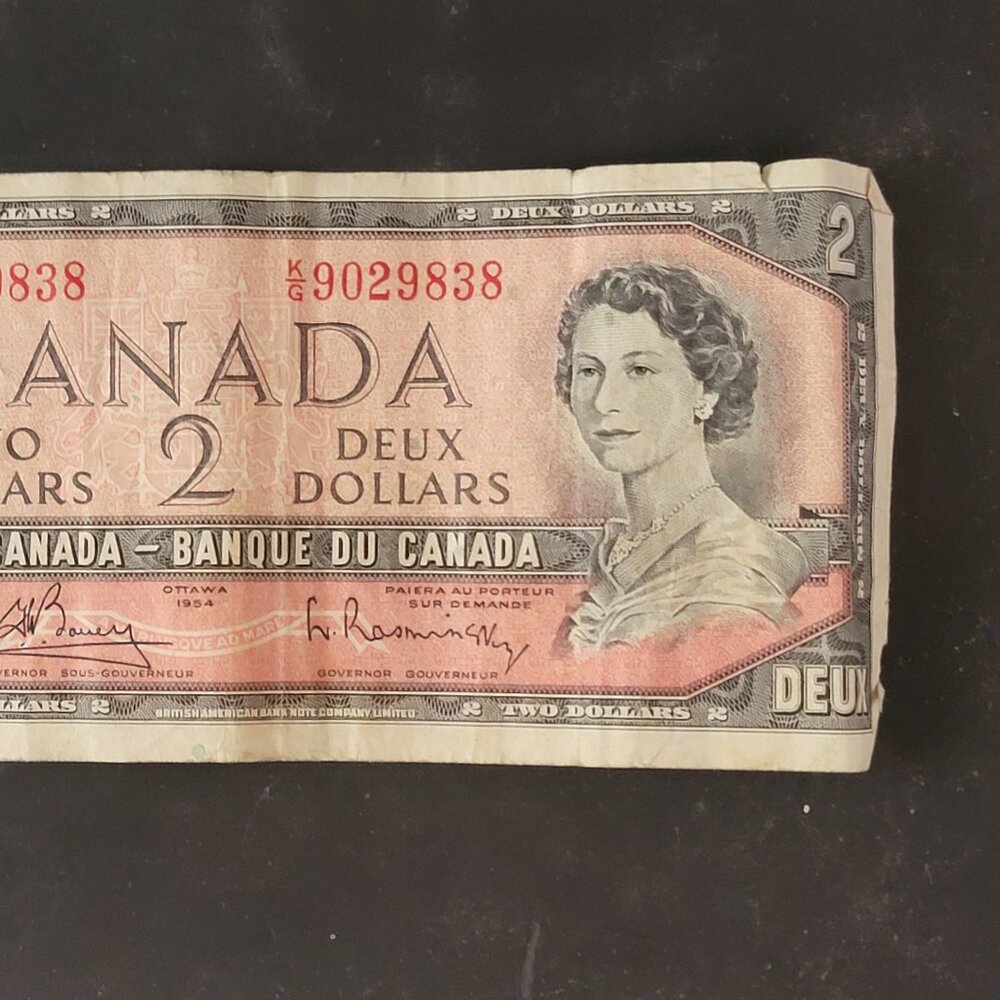 Vintage 1954 Canadian Two dollar Bill